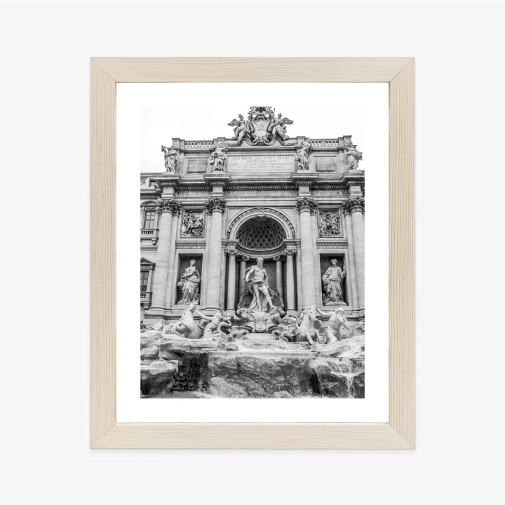 Plakat Fontanna Di Trevi W Rzymie Z Posągami W Czerni I Bieli