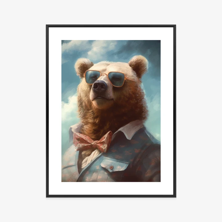 Plakat Niedźwiedź W Muszce I Okularach