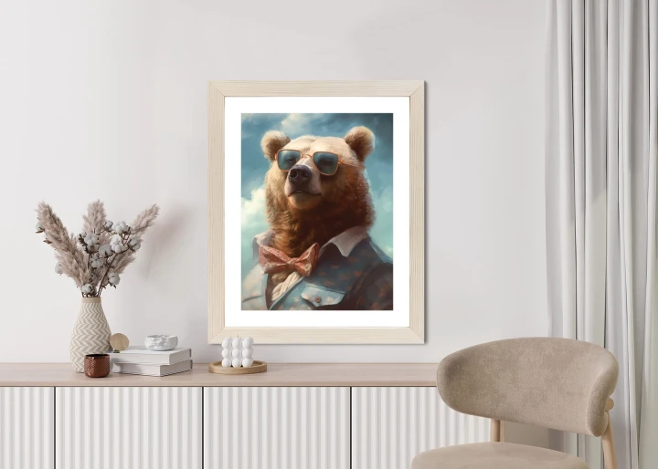 Plakat Niedźwiedź W Muszce I Okularach