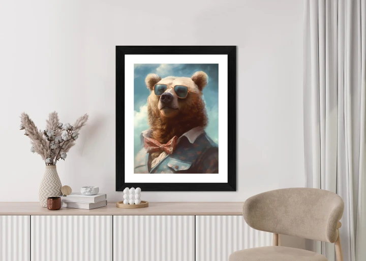 Plakat Niedźwiedź W Muszce I Okularach