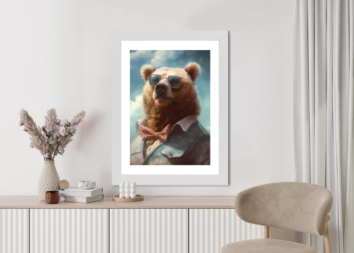 Plakat Niedźwiedź W Muszce I Okularach