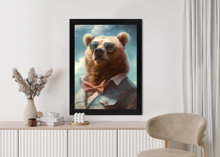 Plakat Niedźwiedź W Muszce I Okularach