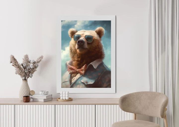Plakat Niedźwiedź W Muszce I Okularach