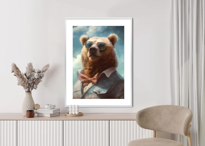 Plakat Niedźwiedź W Muszce I Okularach