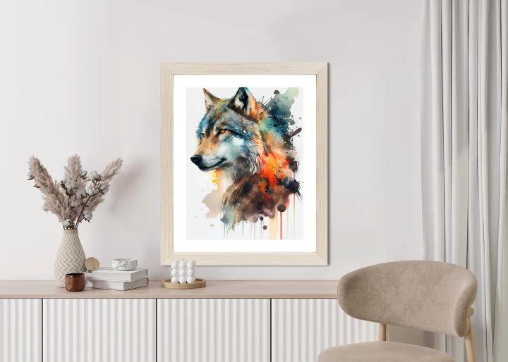 Plakat Wielokolorowy Portret Wilka