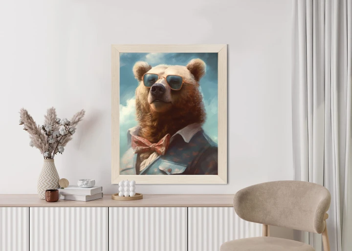 Plakat Niedźwiedź W Muszce I Okularach