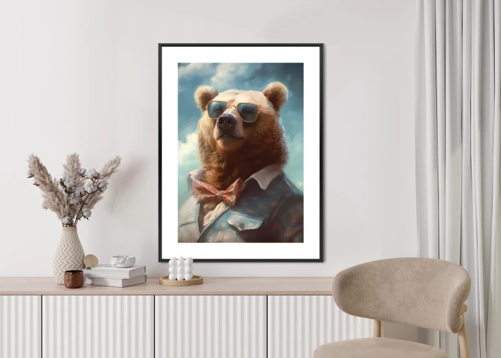 Plakat Niedźwiedź W Muszce I Okularach