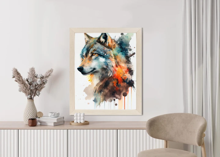 Plakat Wielokolorowy Portret Wilka