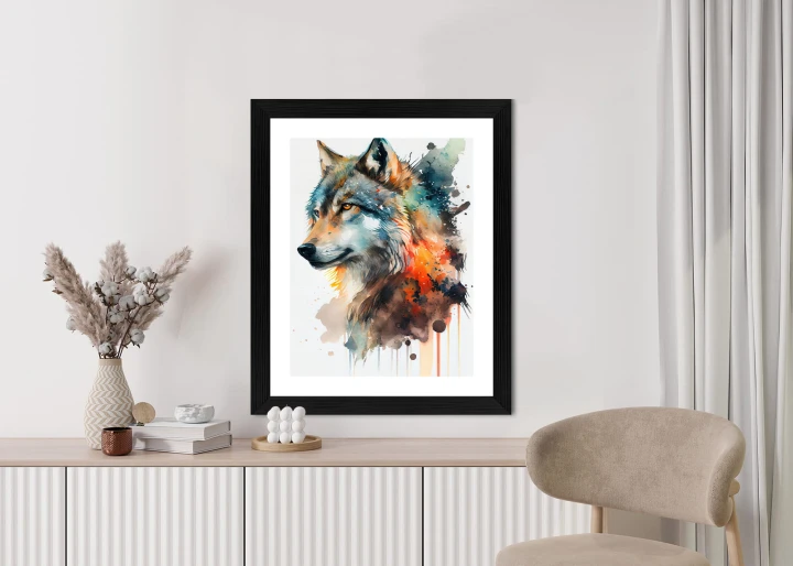 Plakat Wielokolorowy Portret Wilka