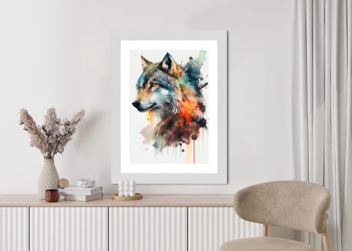 Plakat Wielokolorowy Portret Wilka