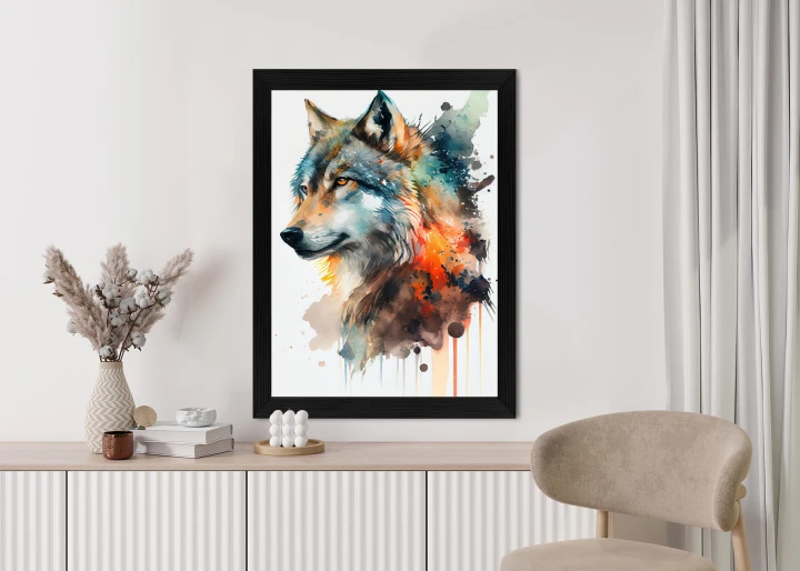 Plakat Wielokolorowy Portret Wilka