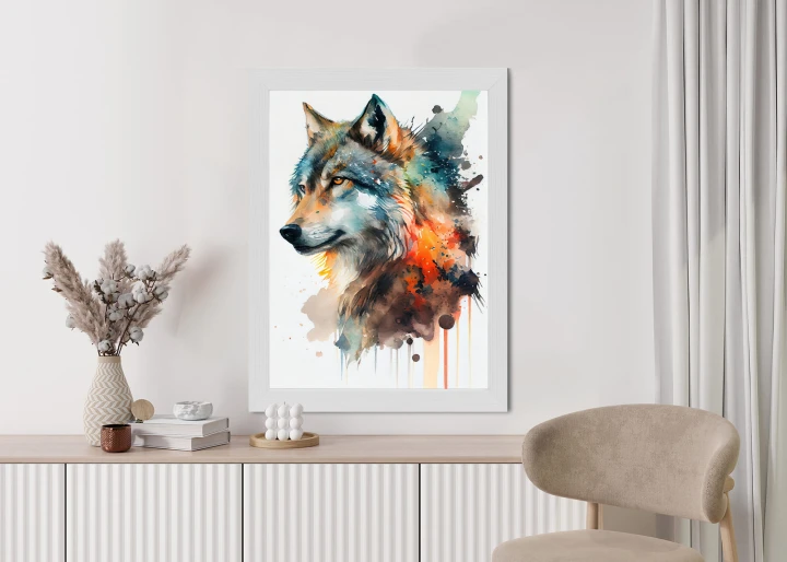 Plakat Wielokolorowy Portret Wilka
