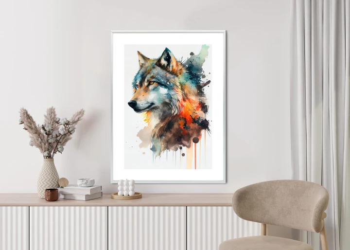 Plakat Wielokolorowy Portret Wilka