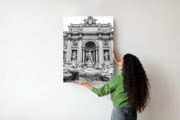 Plakat Fontanna Di Trevi W Rzymie Z Posągami W Czerni I Bieli