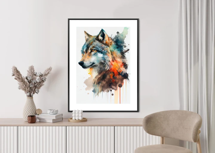 Plakat Wielokolorowy Portret Wilka