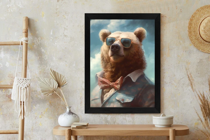 Plakat Niedźwiedź W Muszce I Okularach