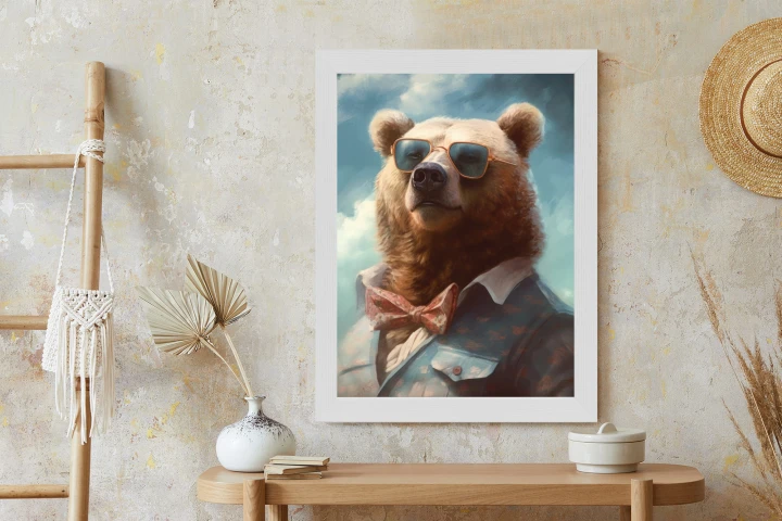 Plakat Niedźwiedź W Muszce I Okularach