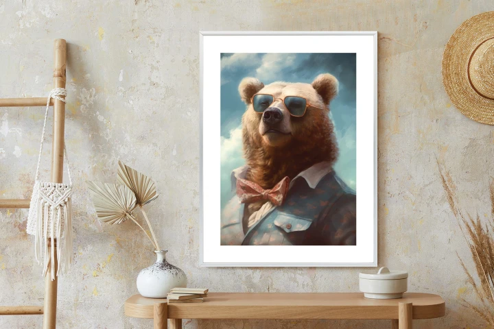 Plakat Niedźwiedź W Muszce I Okularach