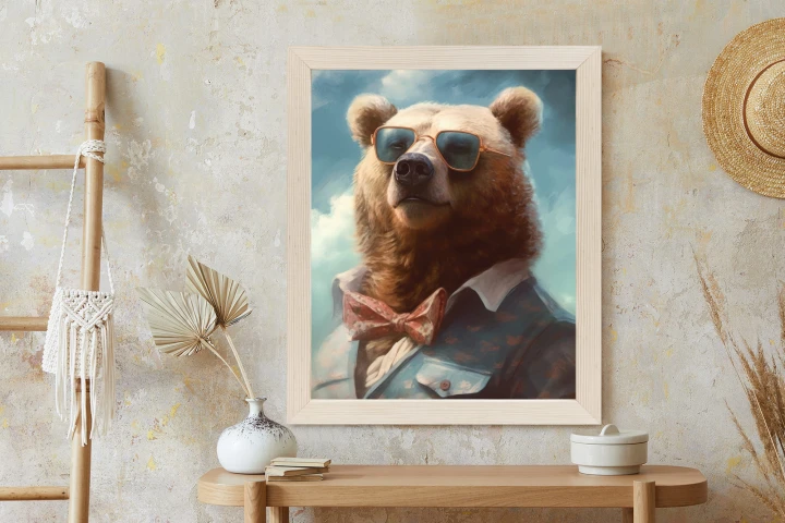 Plakat Niedźwiedź W Muszce I Okularach