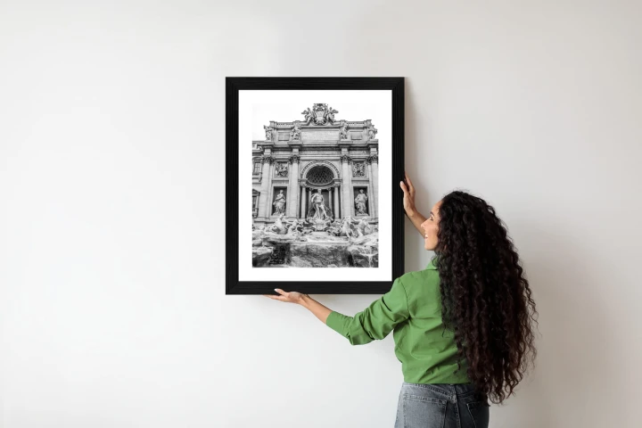 Plakat Fontanna Di Trevi W Rzymie Z Posągami W Czerni I Bieli