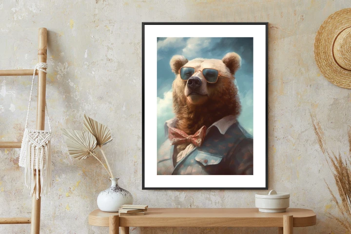 Plakat Niedźwiedź W Muszce I Okularach