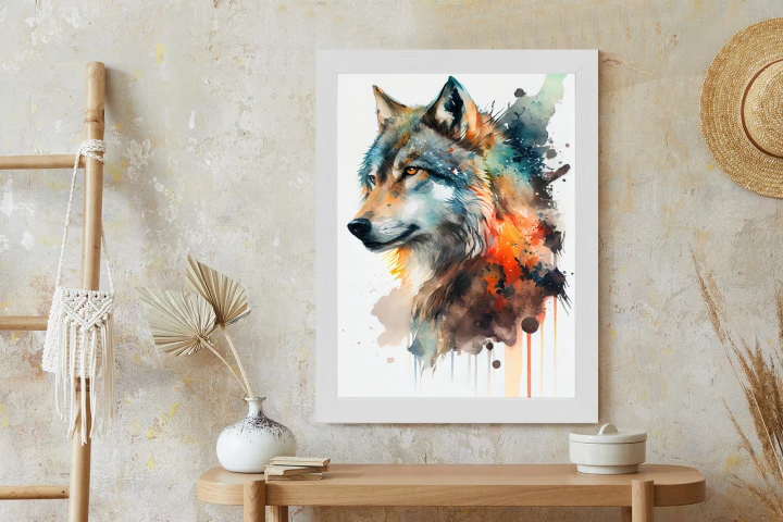 Plakat Wielokolorowy Portret Wilka