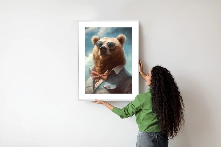 Plakat Niedźwiedź W Muszce I Okularach