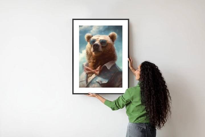 Plakat Niedźwiedź W Muszce I Okularach