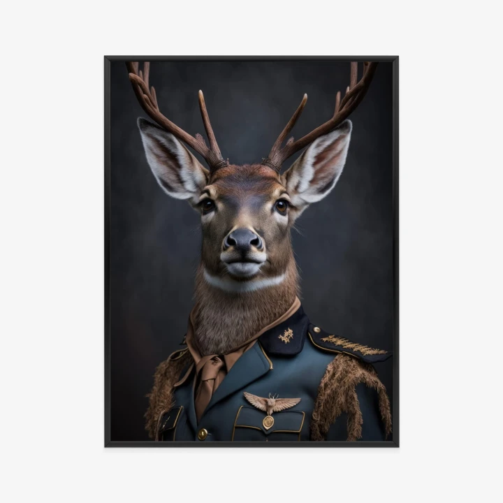 Plakat Jeleń W Wojskowym Mundurze