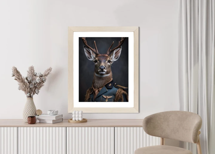 Plakat Jeleń W Wojskowym Mundurze