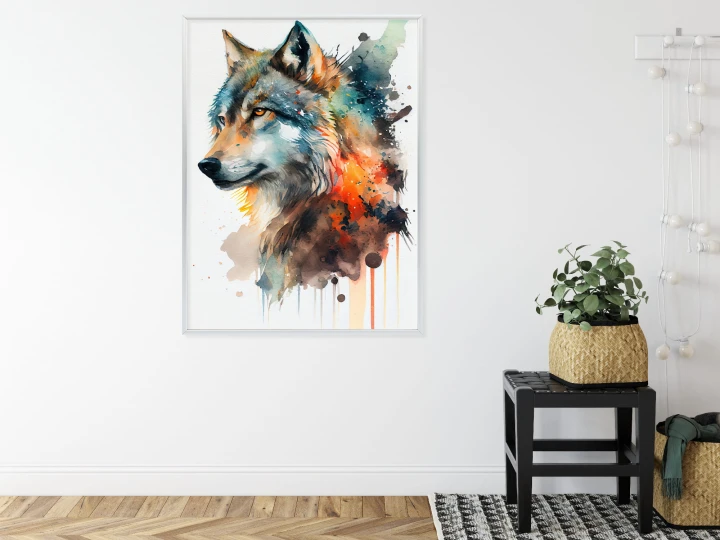 Plakat Wielokolorowy Portret Wilka