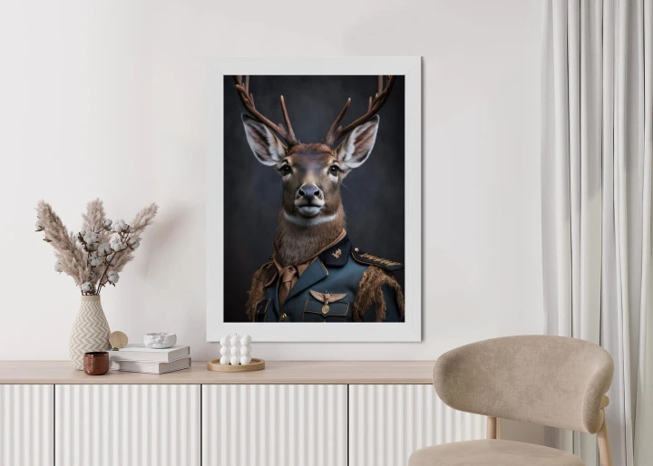 Plakat Jeleń W Wojskowym Mundurze