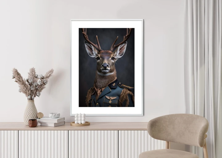 Plakat Jeleń W Wojskowym Mundurze