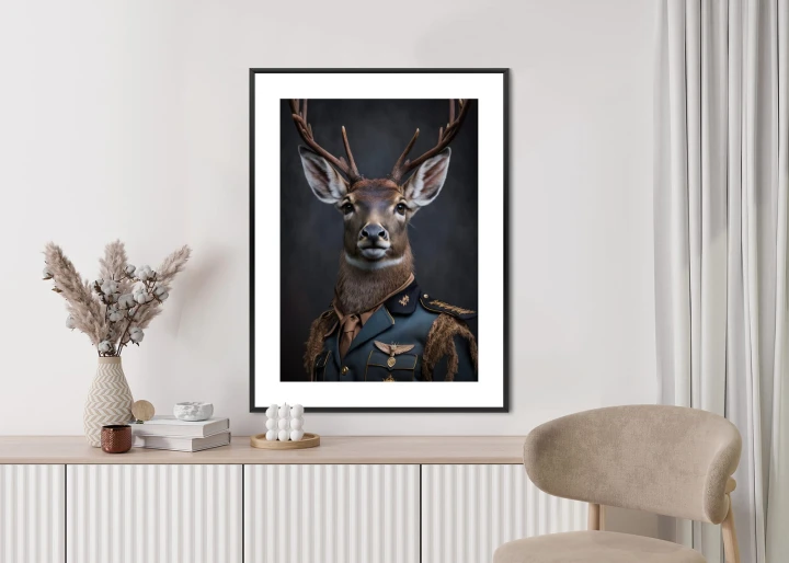 Plakat Jeleń W Wojskowym Mundurze