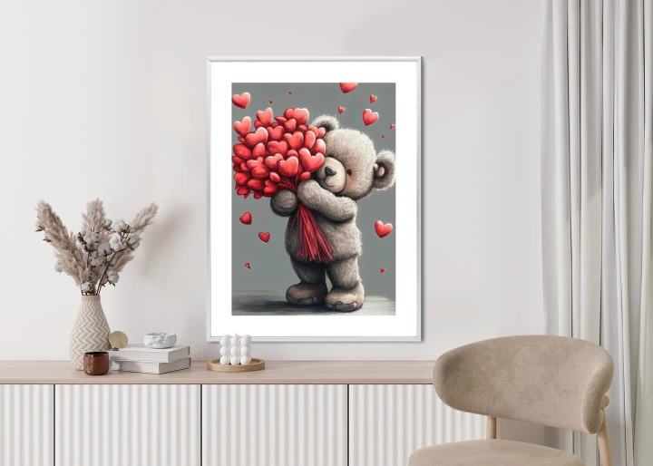 Plakat Niedźwiadek Z Serduszkami