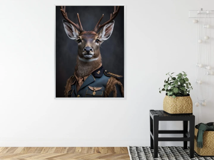 Plakat Jeleń W Wojskowym Mundurze