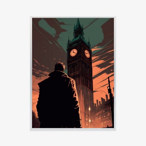 Plakat Mężczyzna I Big Ben W Komiksowym Stylu