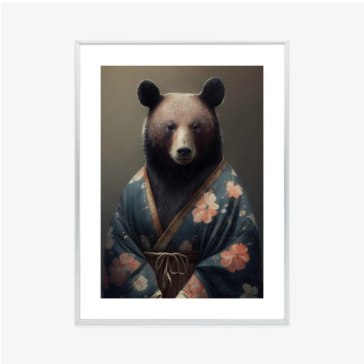 Plakat Niedźwiedź Ubrany W Kimono