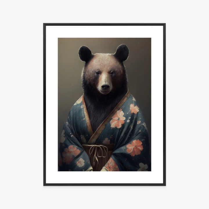 Plakat Niedźwiedź Ubrany W Kimono