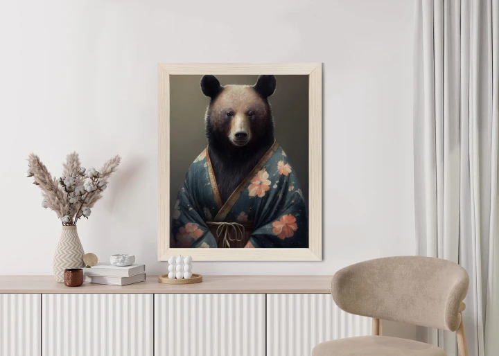 Plakat Niedźwiedź Ubrany W Kimono