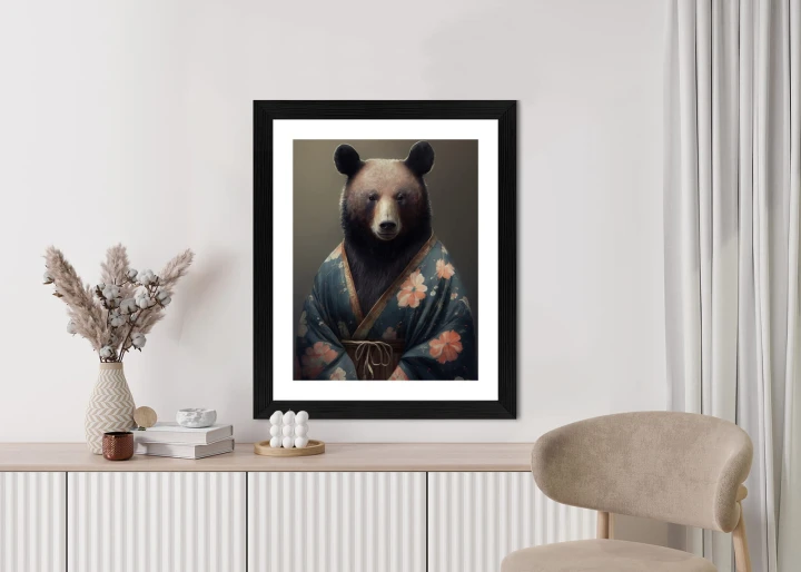Plakat Niedźwiedź Ubrany W Kimono