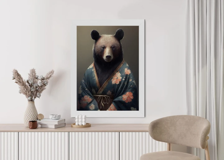 Plakat Niedźwiedź Ubrany W Kimono