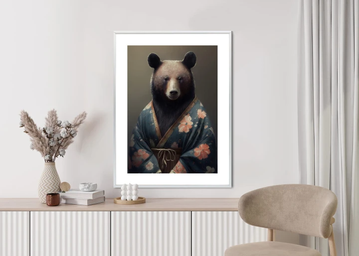 Plakat Niedźwiedź Ubrany W Kimono