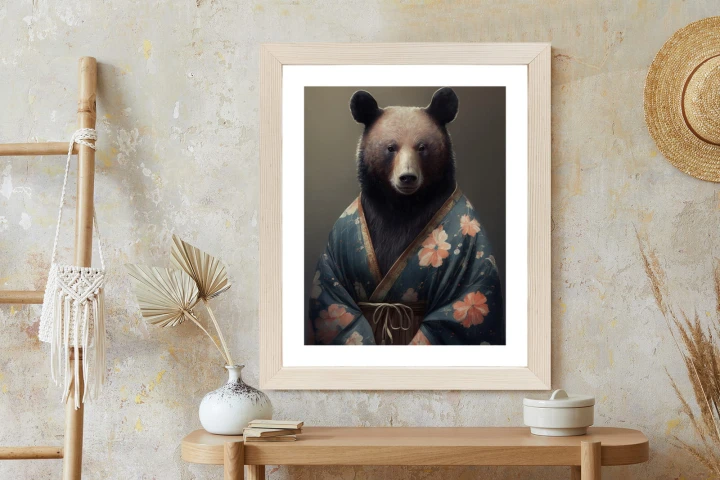 Plakat Niedźwiedź Ubrany W Kimono