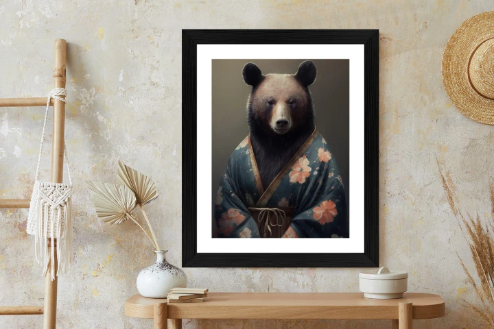 Plakat Niedźwiedź Ubrany W Kimono