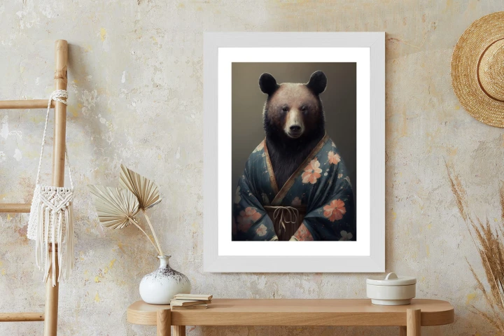 Plakat Niedźwiedź Ubrany W Kimono