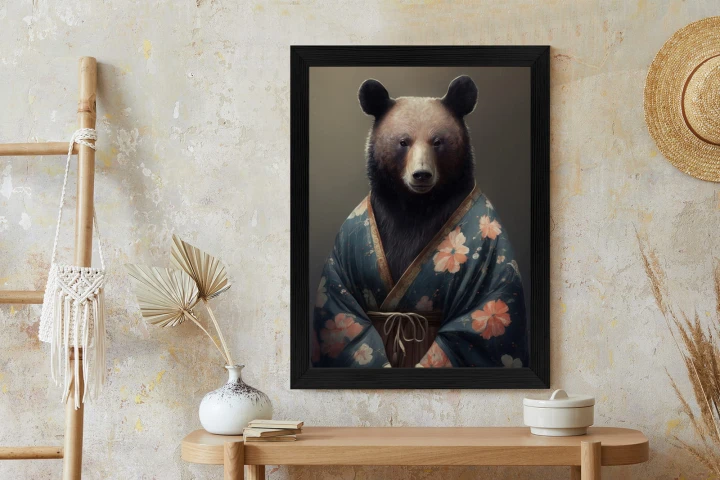 Plakat Niedźwiedź Ubrany W Kimono