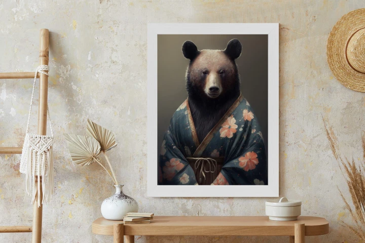 Plakat Niedźwiedź Ubrany W Kimono