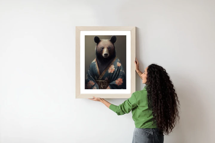 Plakat Niedźwiedź Ubrany W Kimono