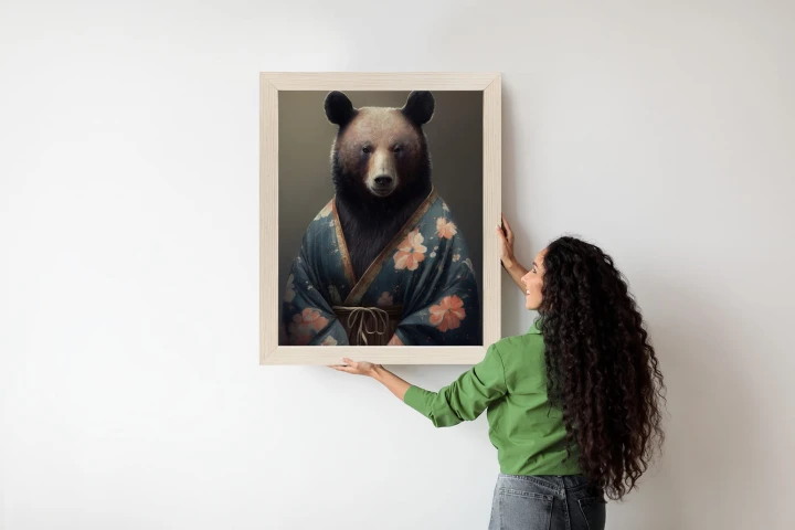 Plakat Niedźwiedź Ubrany W Kimono